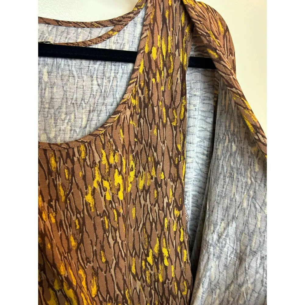 The Muses Lounge Brown Gold Top Women Size Large Faux Wrap - Image 4