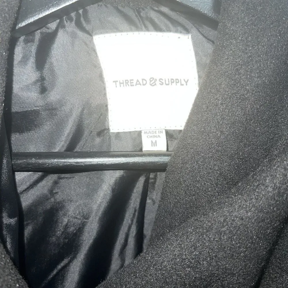 Thread & Supply Womens Coat Size M Cognac Tan Black Double Breasted Button - Image 2