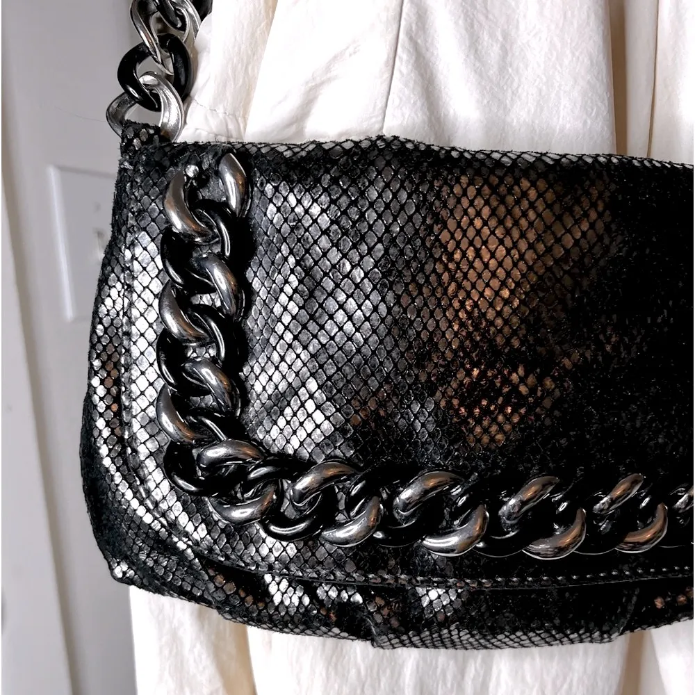 Michael Kors RARE VINTAGE Metallic Python ID Chain Shoulder Bag - Image 6