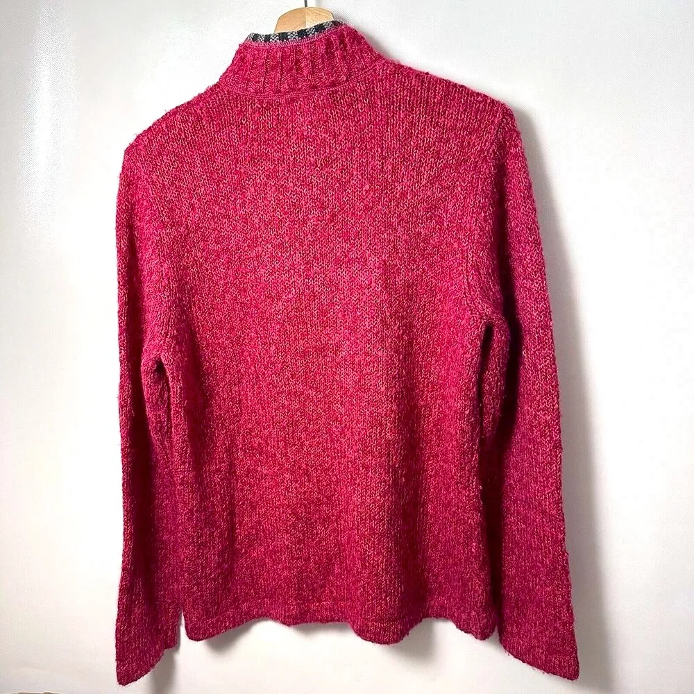 Woolrich  Sweater Womens Ruby Lambswool 1/4 Zip Mock Neck Slub Knit Cabin Gorp L - Image 2