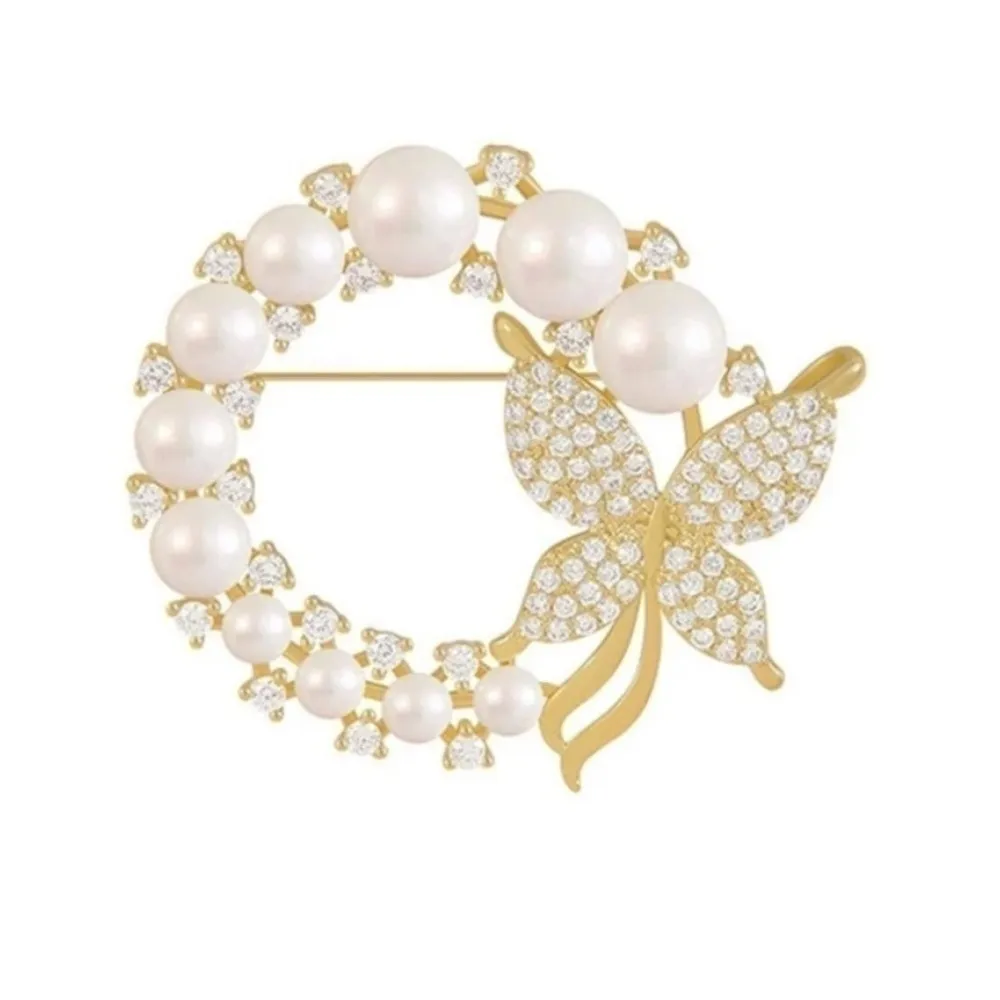 Faux pearls rhinestones pin​​​ - Image 4