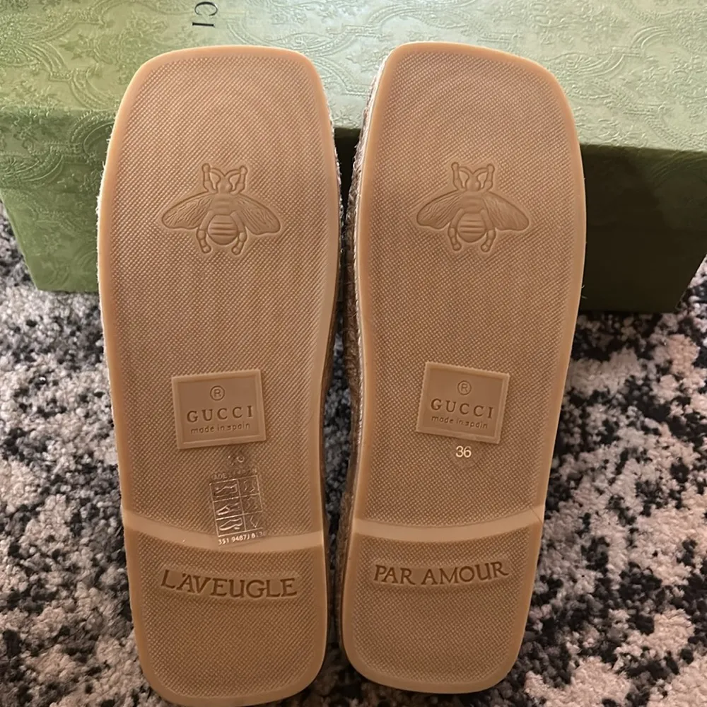 Gucci Nappa Interlocking G Espadrille Slide Sandals size 36 - Image 4