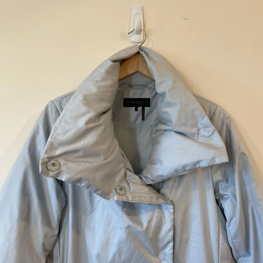 Donna Karan Black Label Light Blue Down Puffer Coat Size Small - Image 7