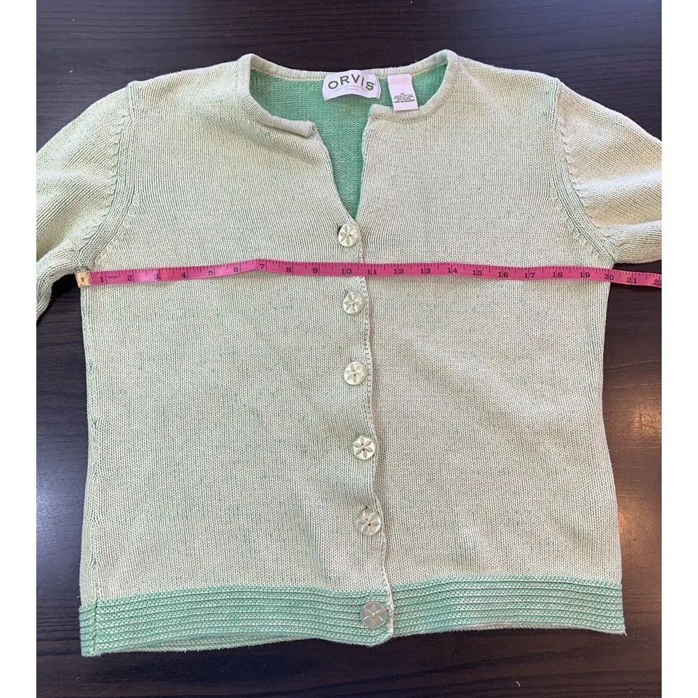 Orvis Cardigan Sweater Women's Sz Medium Classic Green Easter St Patrick's Coast - Image 9