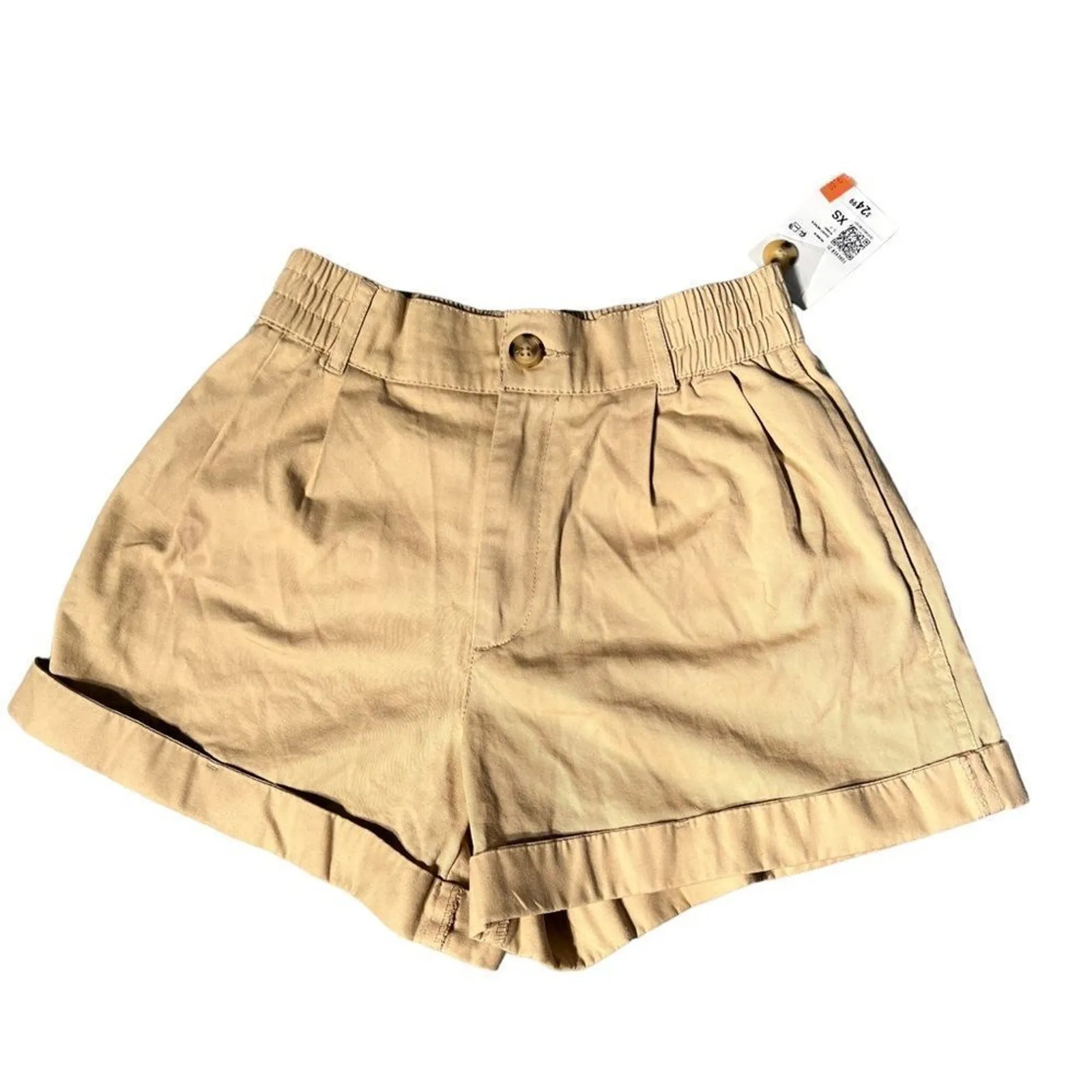 NWT Forever 21 Shorts Womens XS Khaki High Waist Cuffed Chino Casual - Image 3