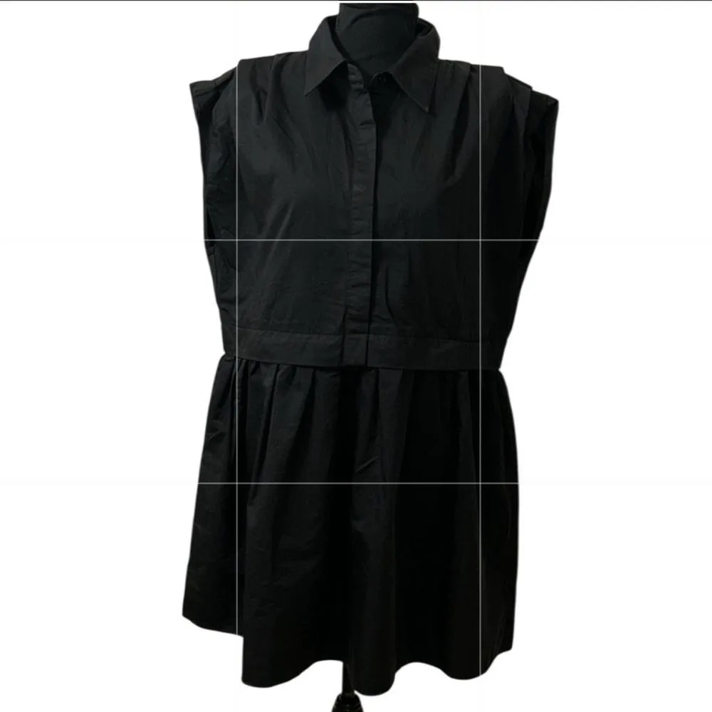 English Factory Black Pleated Shoulder Shirt Dress(Size Large) - Image 4