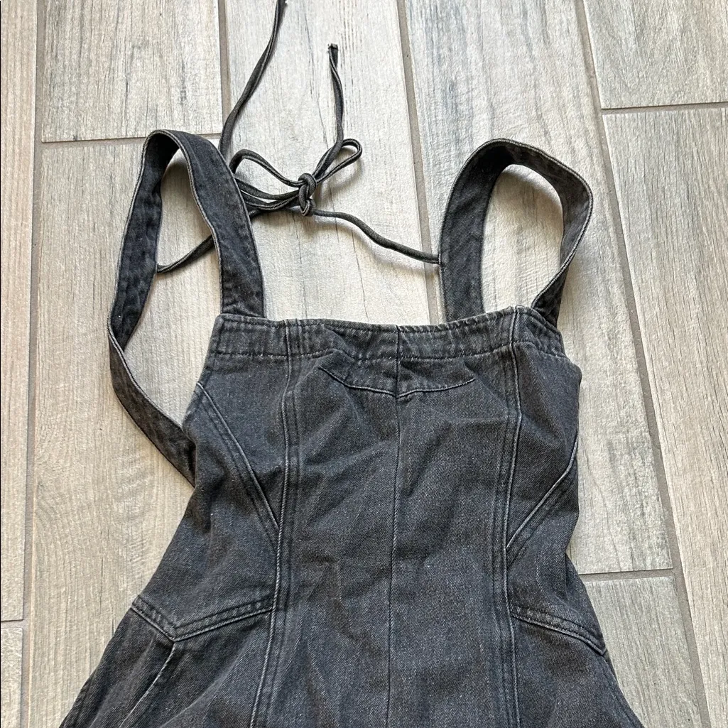 Women's Black Denim Overalls - Image 2