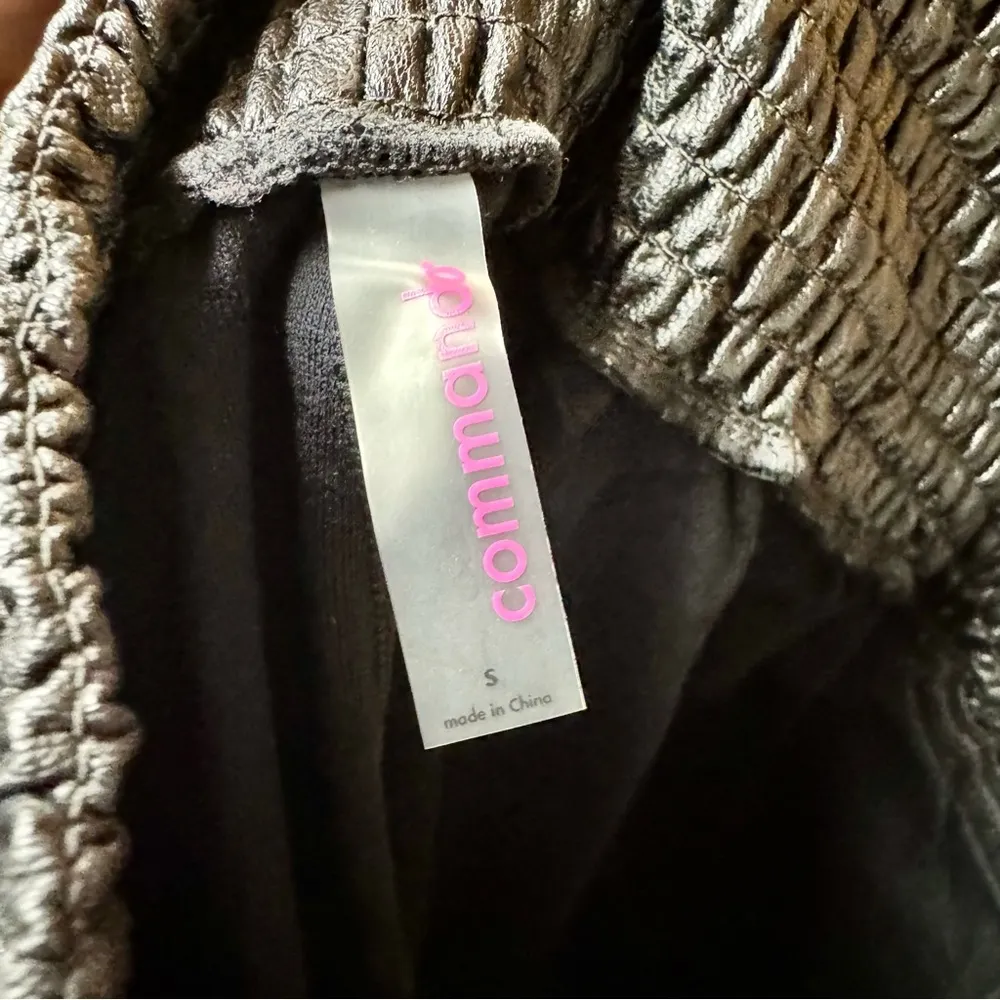 Commando Faux Vegan Leather Smocked Joggers High Rise Pants Black Small S - Image 8