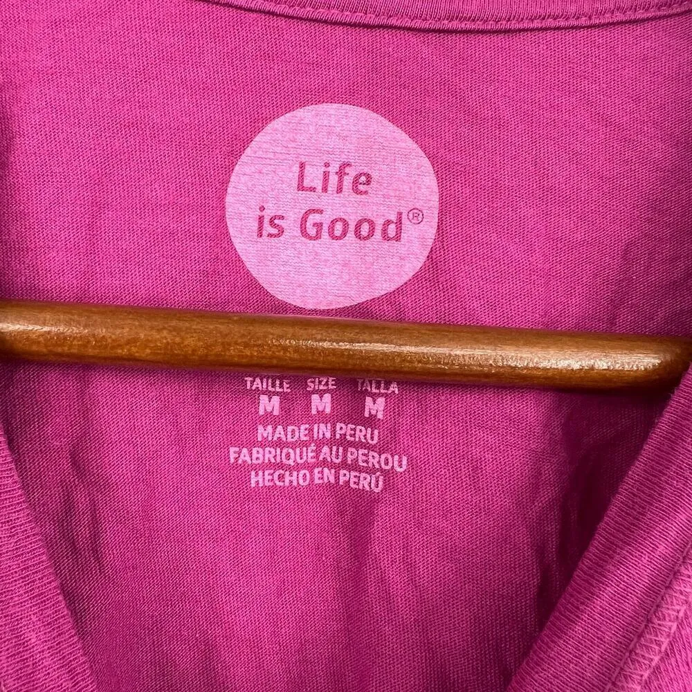 Life is Good pink wine glass classic fit short sleeve t-shirt crew neck medium - Image 7