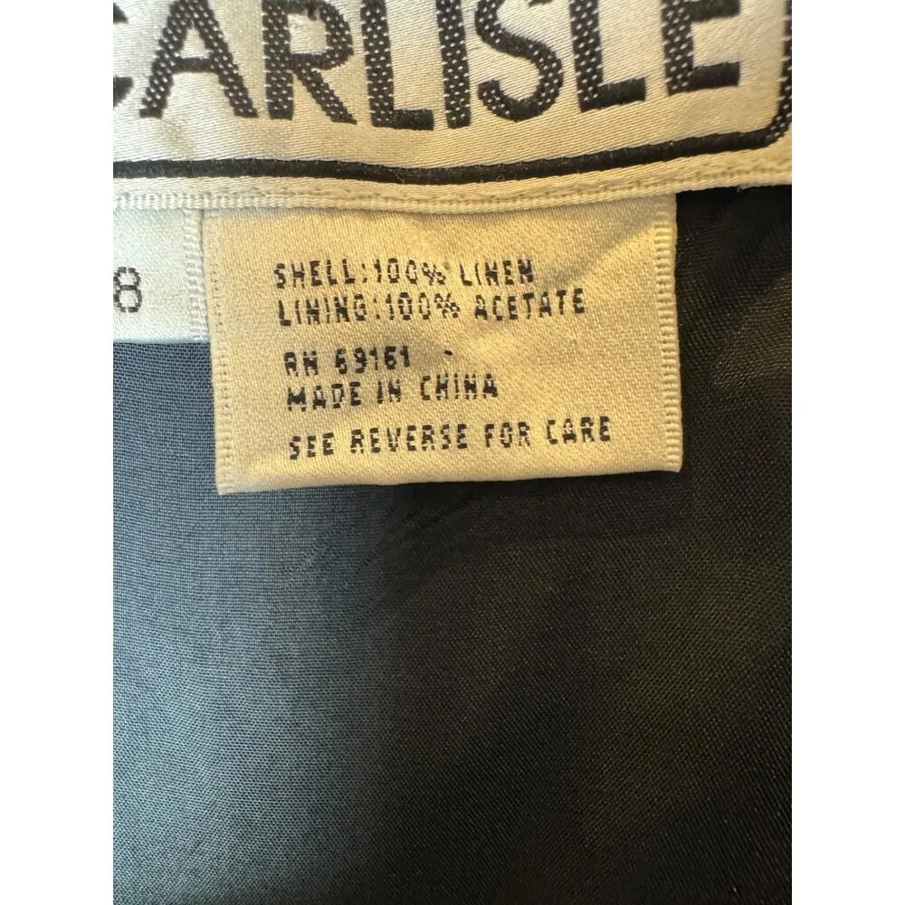 Carlisle Dress Women 8 Black Linen Embroidered Floral Sheath‎ Whimsigoth Dainty - Image 8