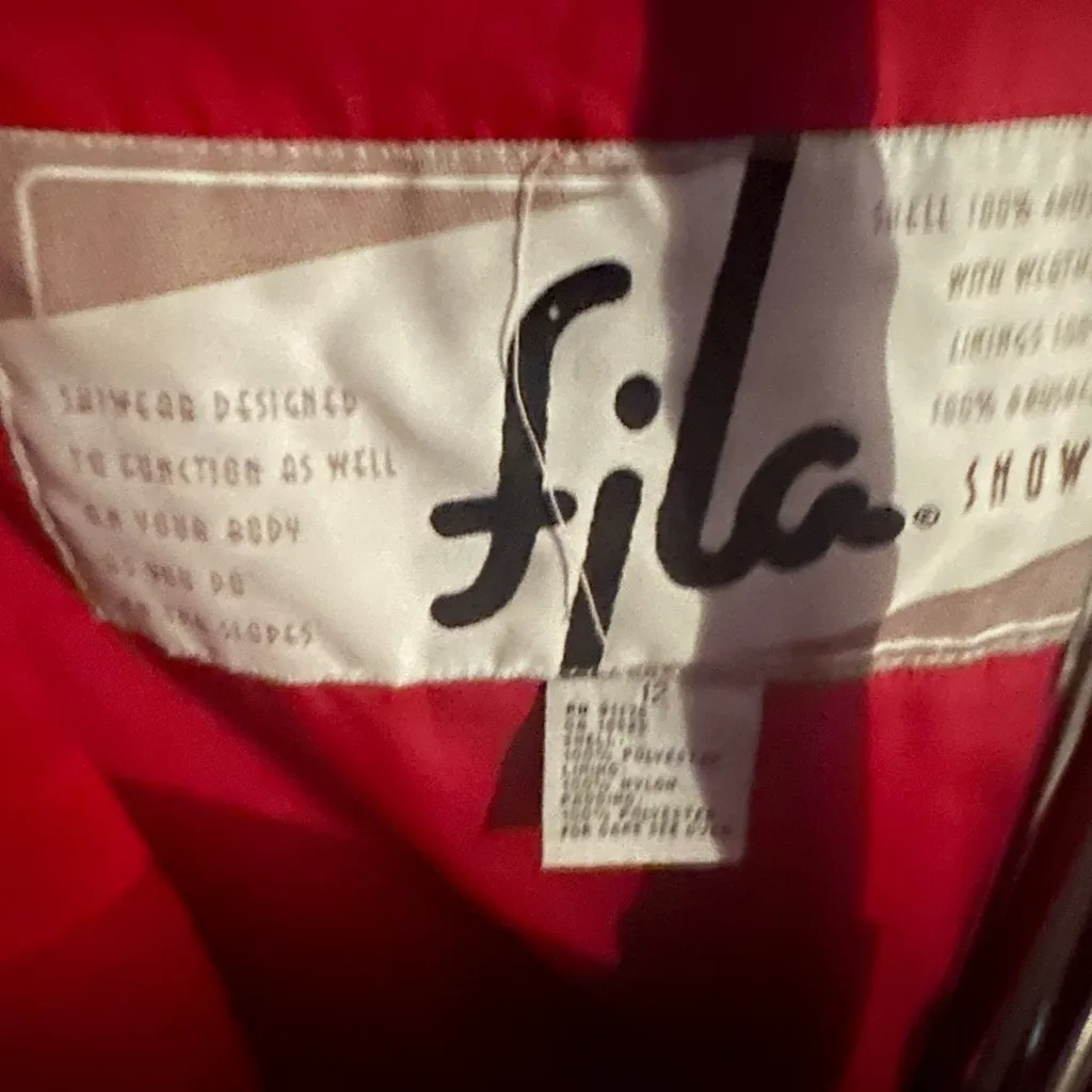 Vintage Fila Snowtime 1980’s Women Red Ski Jacket Coat Size 12 Military style - Image 9