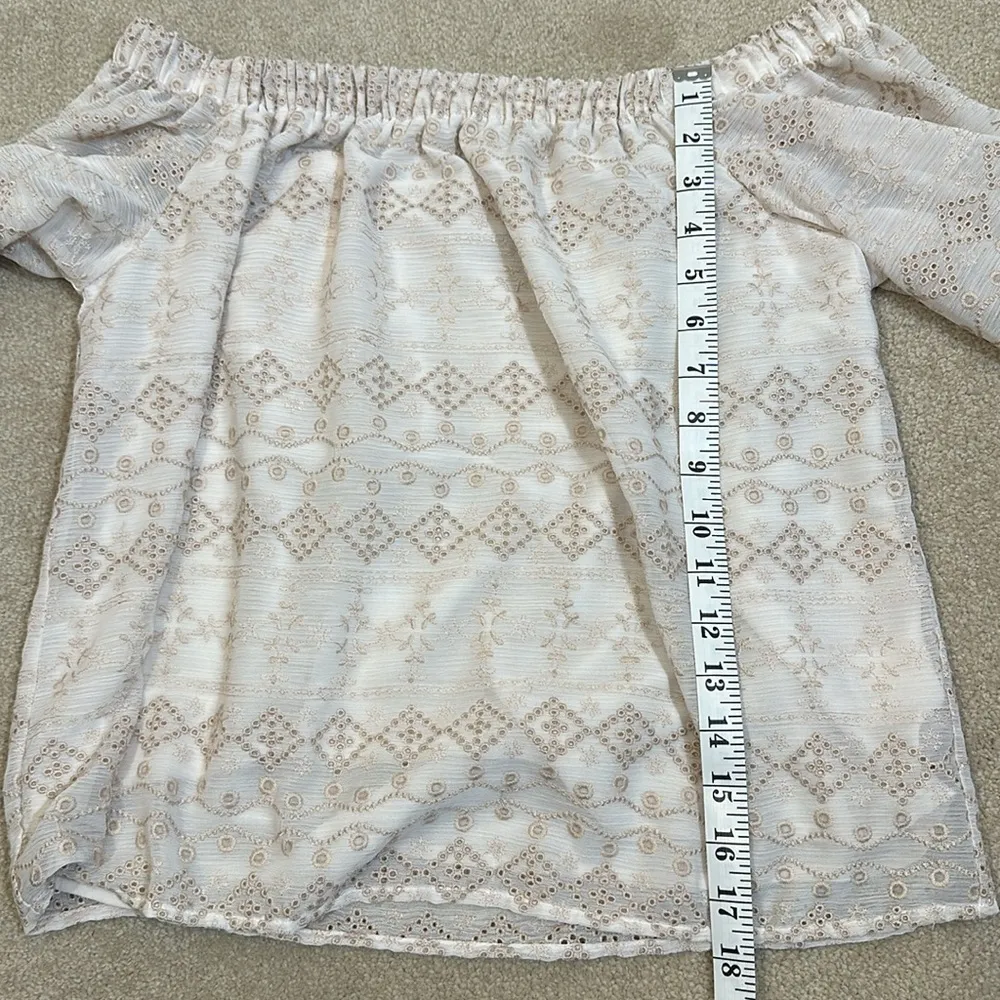 Express Embroidered Eyelet Off Shoulder Longsleeve Flowy Lined Women Top Medium - Image 5