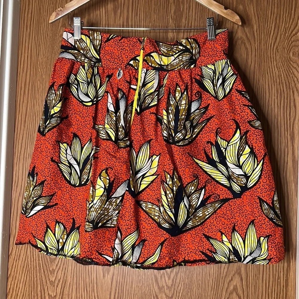Handmade Skirt Orange Black Brown Yellow White Size XL - Image 2