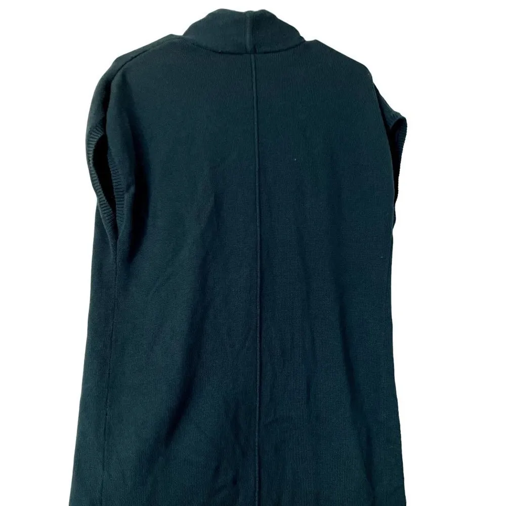 Chico's green long sleeveless cardigan knit warm pockets comfortable layer - Image 6