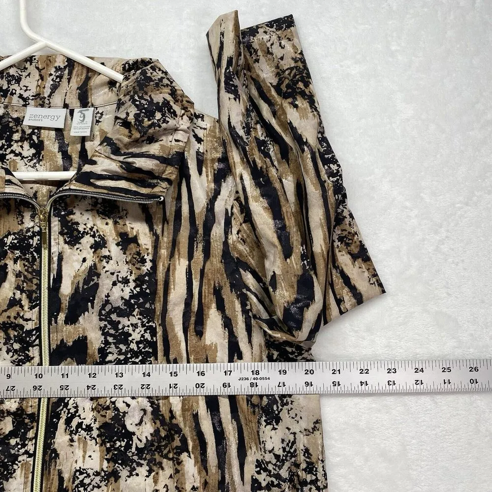 Chico's Zenergy Women's 1 Medium Lightweight‎ Jacket zip up animal Print art - Image 6