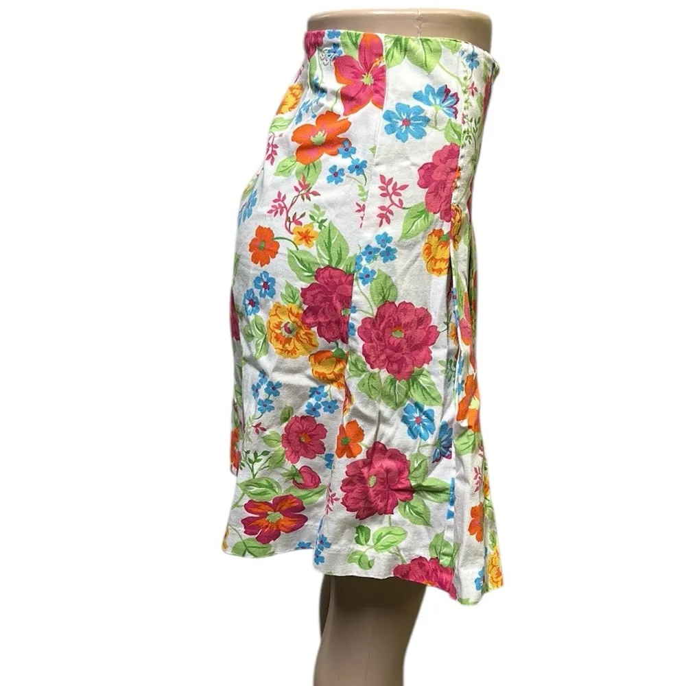 Tommy Hilfiger Floral Pleated Fit and Flare Skirt Cotton Spandex Blend Womens 8 - Image 2