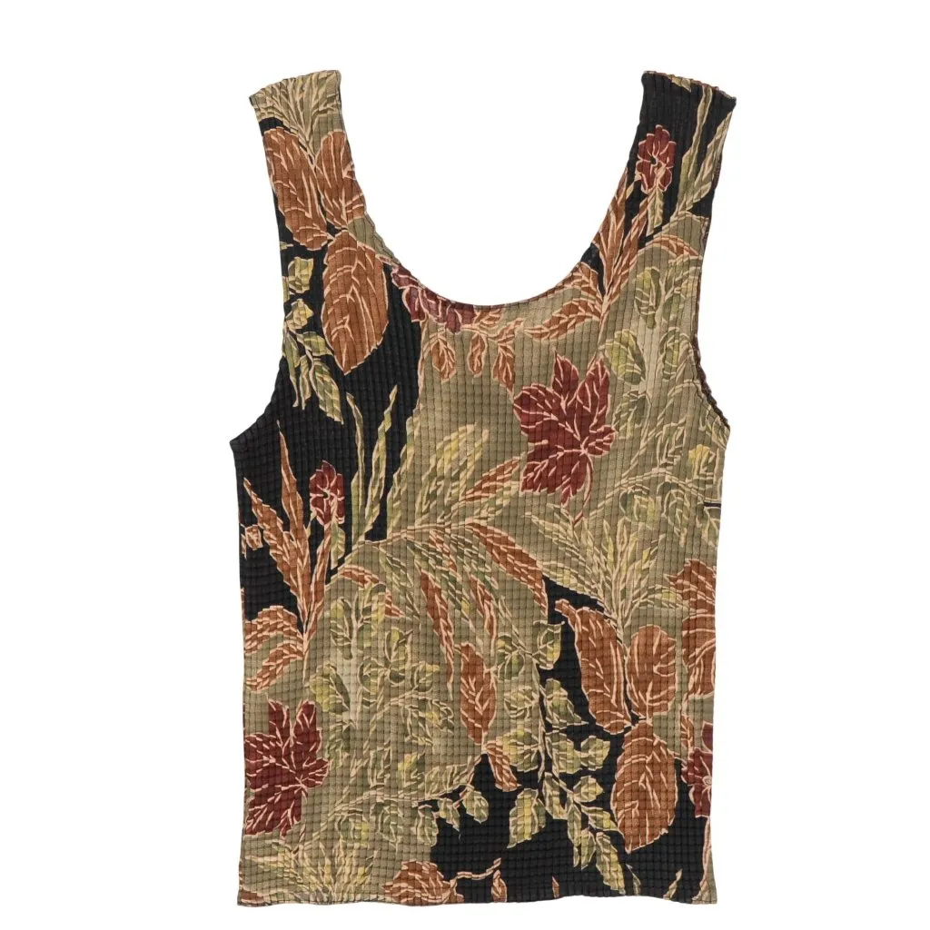 Impressions Sheer Blouse Tank Set L Women Floral Button Up Green Red Brown Fall - Image 8