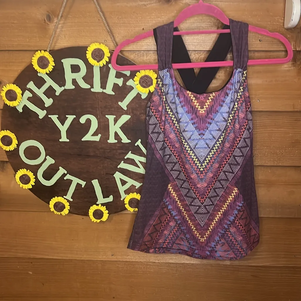 Prana Phoebe Purple Cross Tank Yoga Activewear Athletic Outdoor Hiking Bra Y2K - Image 2