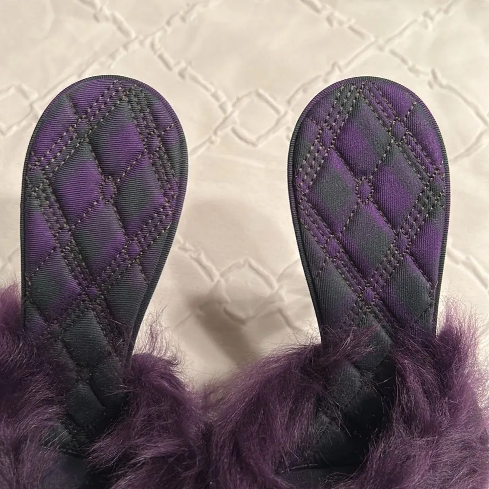 Burberry Heeled Purple Slip on Fuzzy Sandal On Leather Sole(Size 37) - Image 10