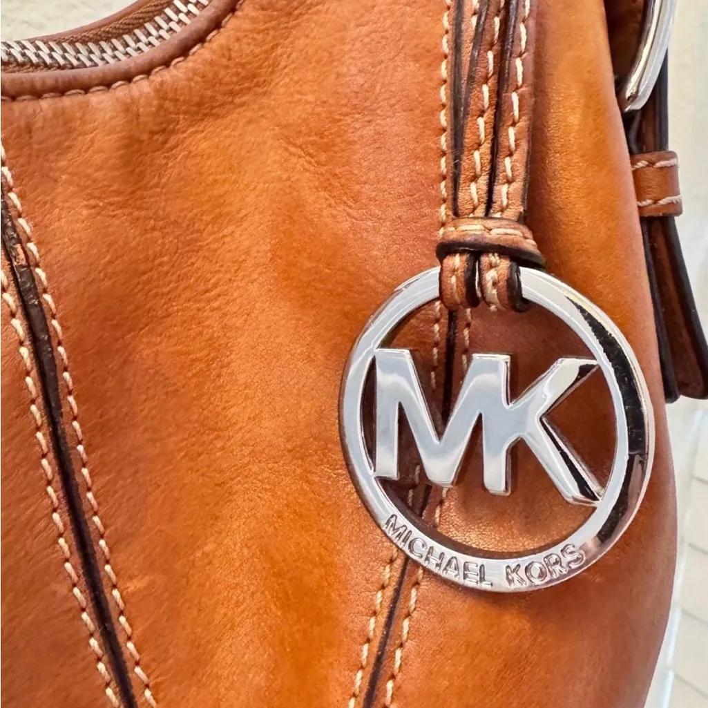 Vintage Michael Kors Brown Leather Hobo Handbag - Image 5