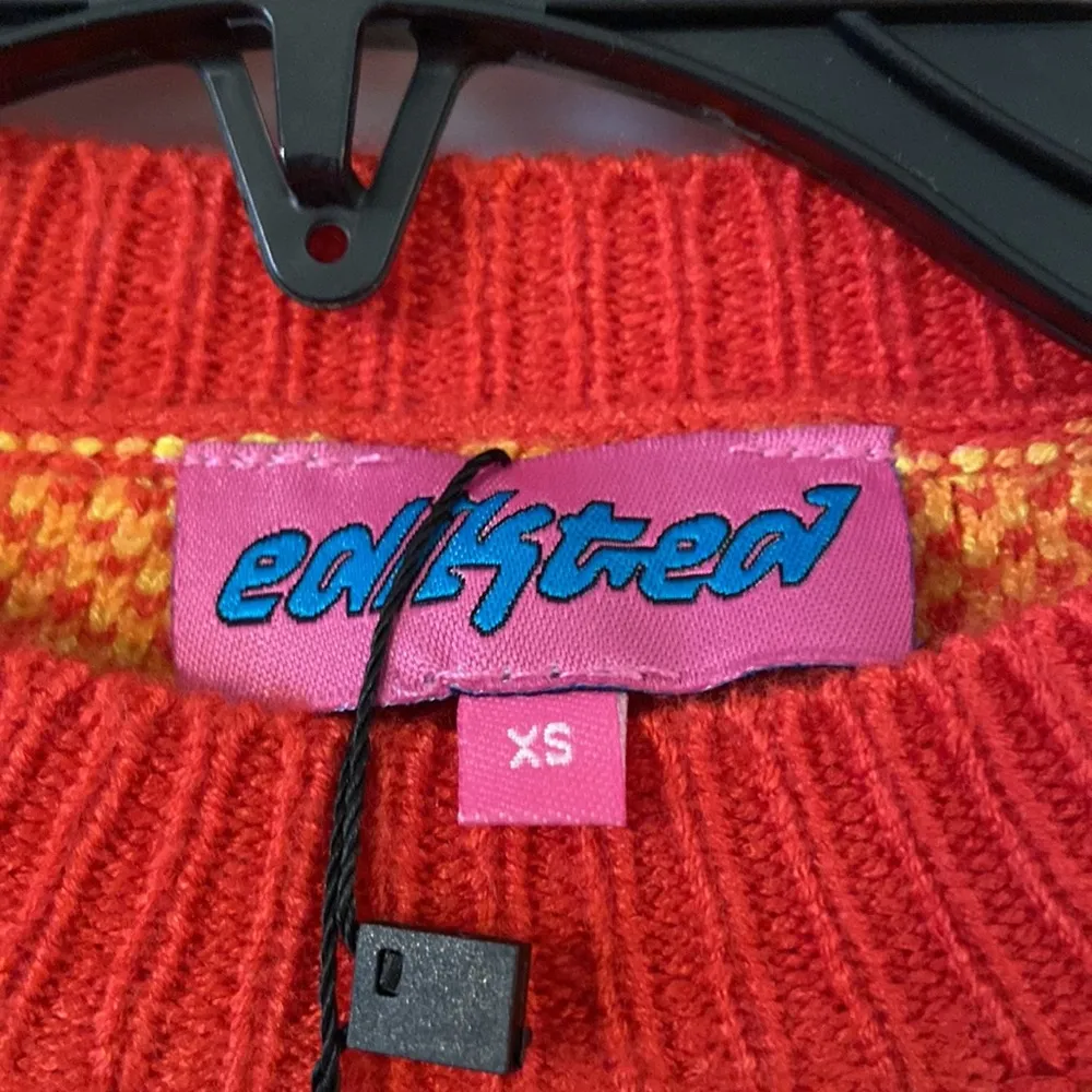 Edikted Red and Orange Argyle Sweater-so soft cropped length 14” bust 28” - Image 3