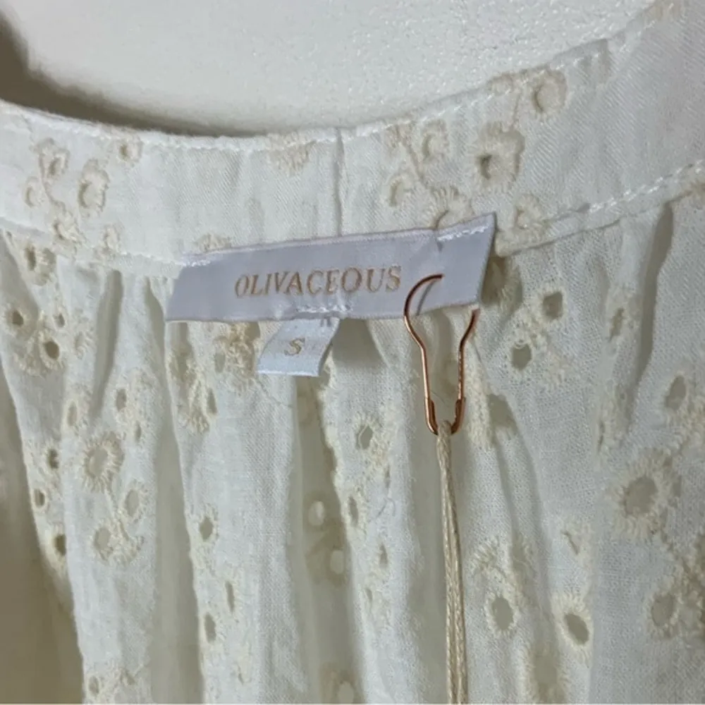 Olivaceous eyelet dress‎ drapey romantic coquette dress Small cottagecore tiered - Image 3