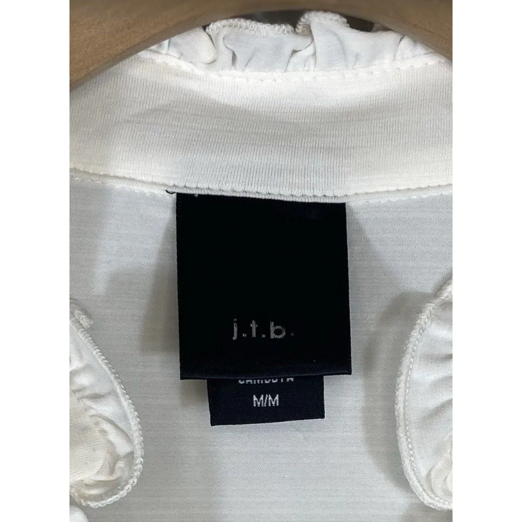 Cream Ivory Blouse M Ruffle Collar Black Lace Trim Cap Sleeve Coquette Career Size M - Image 7