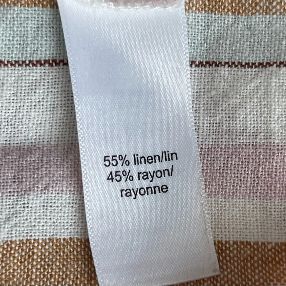 Maurices Striped Linen Utility Dolman Sleeve Button Down Shirt Size XL Summer White - Image 9