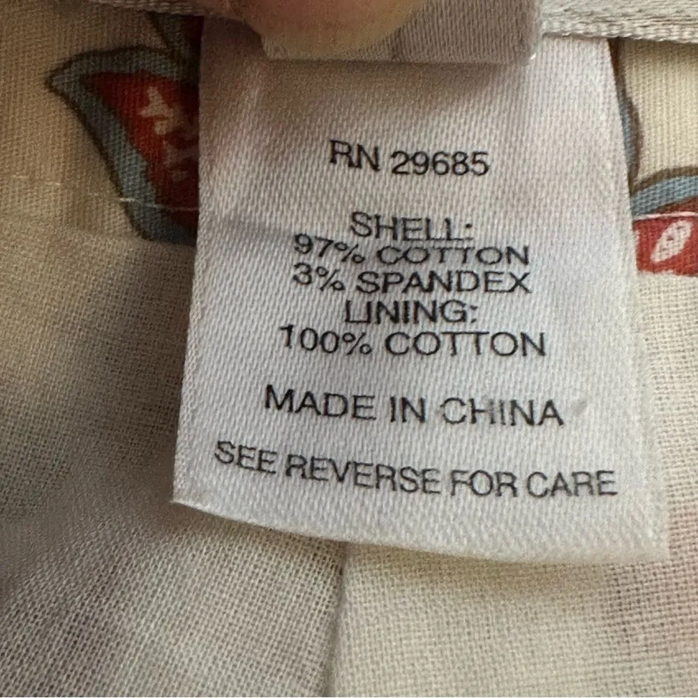 Pendleton Size 6 Cropped Capri Pants Floral Paisley Lined White Coral Women's - Image 7