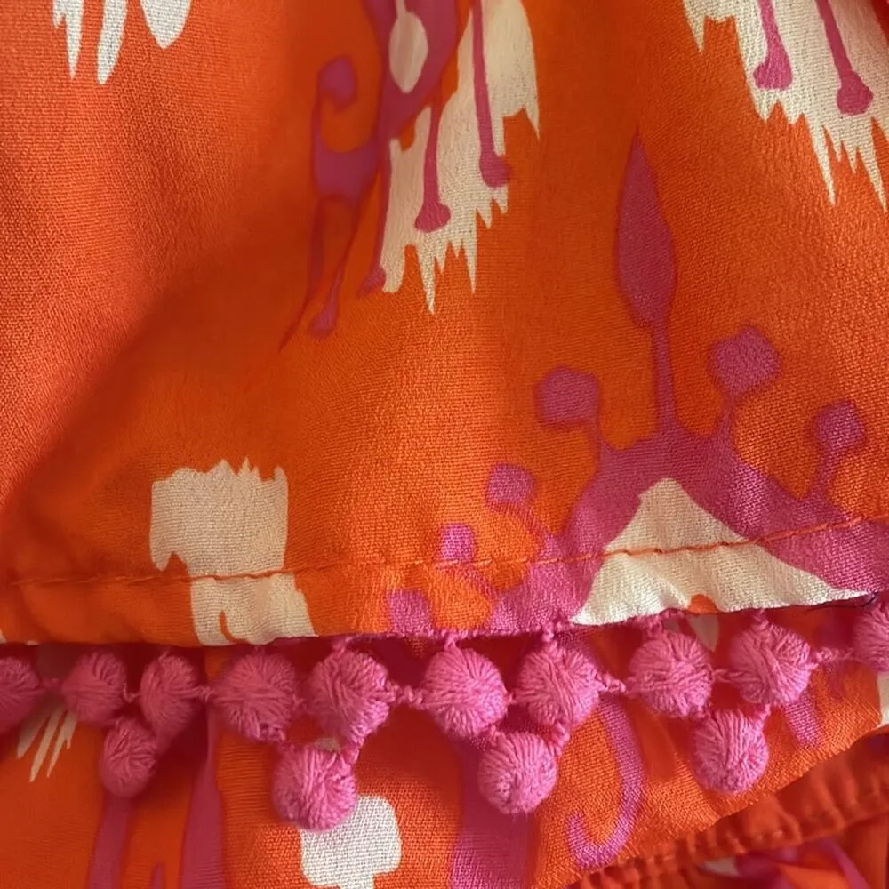 NEW Mud Pie Orange Ikat Maxi Dress Strapless Tiered Ruffle Vacation Resortwear - Image 7