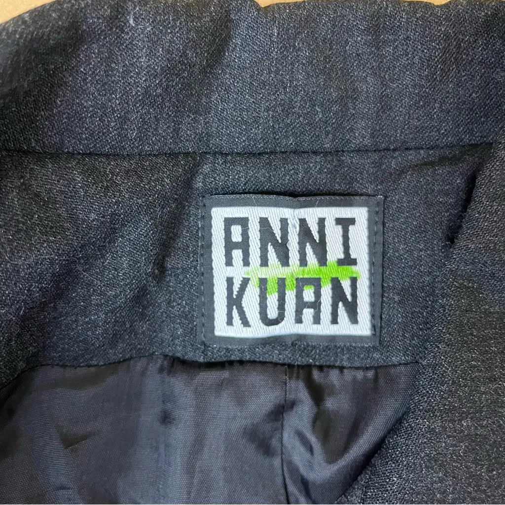 Anni Kuan Grey Wool Blend Blazer Gray Size 4 - Image 8