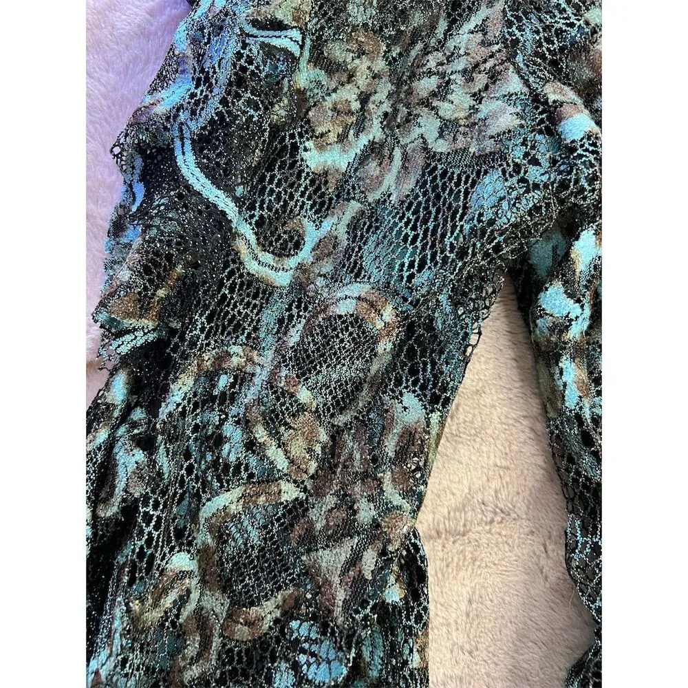 Cartise Women's Floral Sheer Lace Jacket Size 6 Multicolor Mid - Image 7