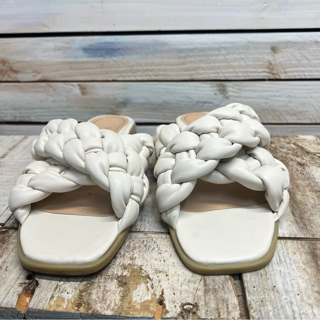 Vionic Kalina White Braided Sandal Square Toe Slide Arch Support Boho Y2K 7.5M - Image 2