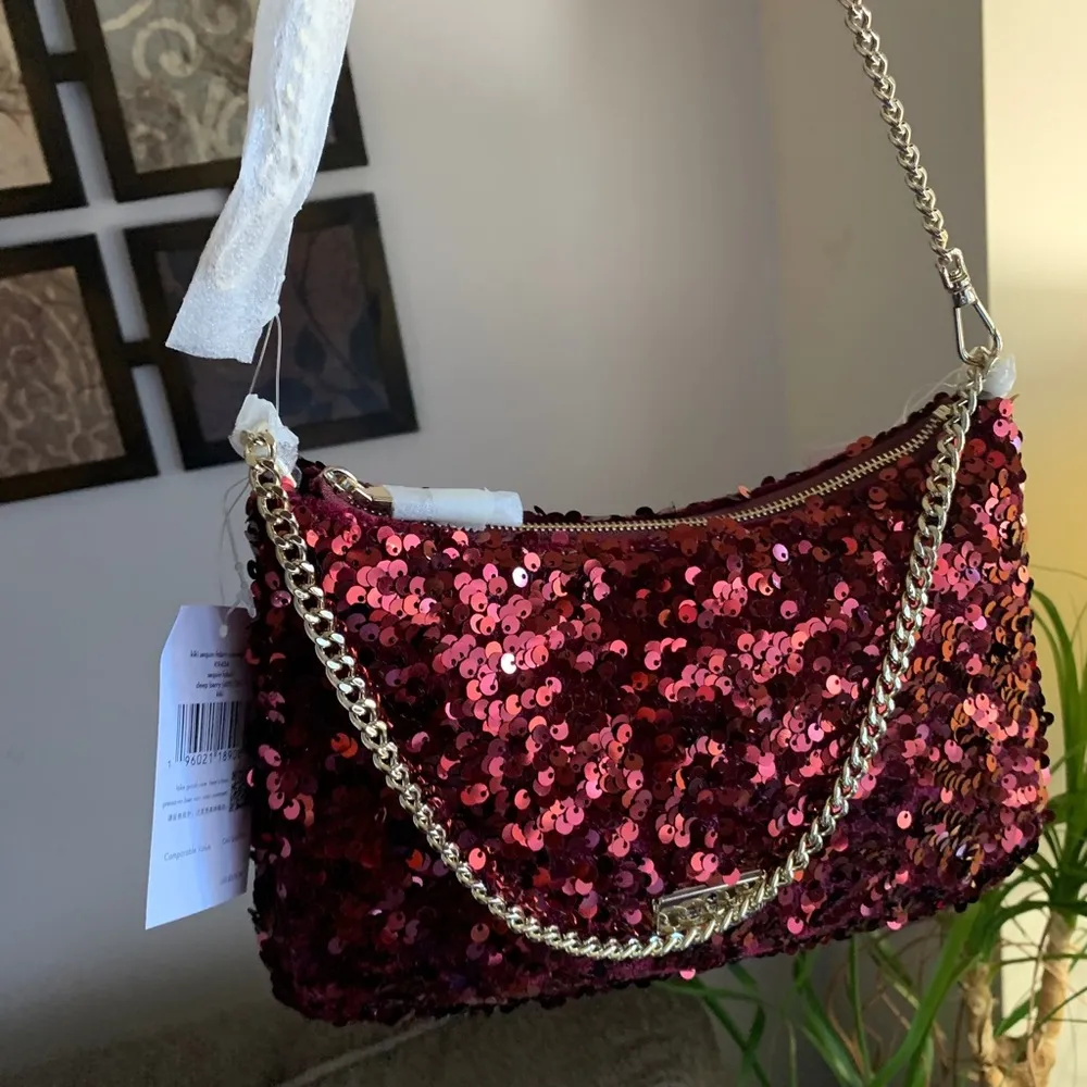 Authentic KATE SPADE Sequins top zip Clutch/shoulder/Crossbody - Image 13