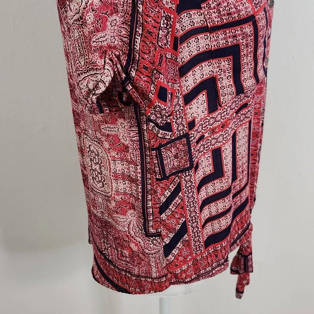 Lucky Brand Red Boho Top Size Small Lucky Brand Red Top with Tie Waist - Image 4