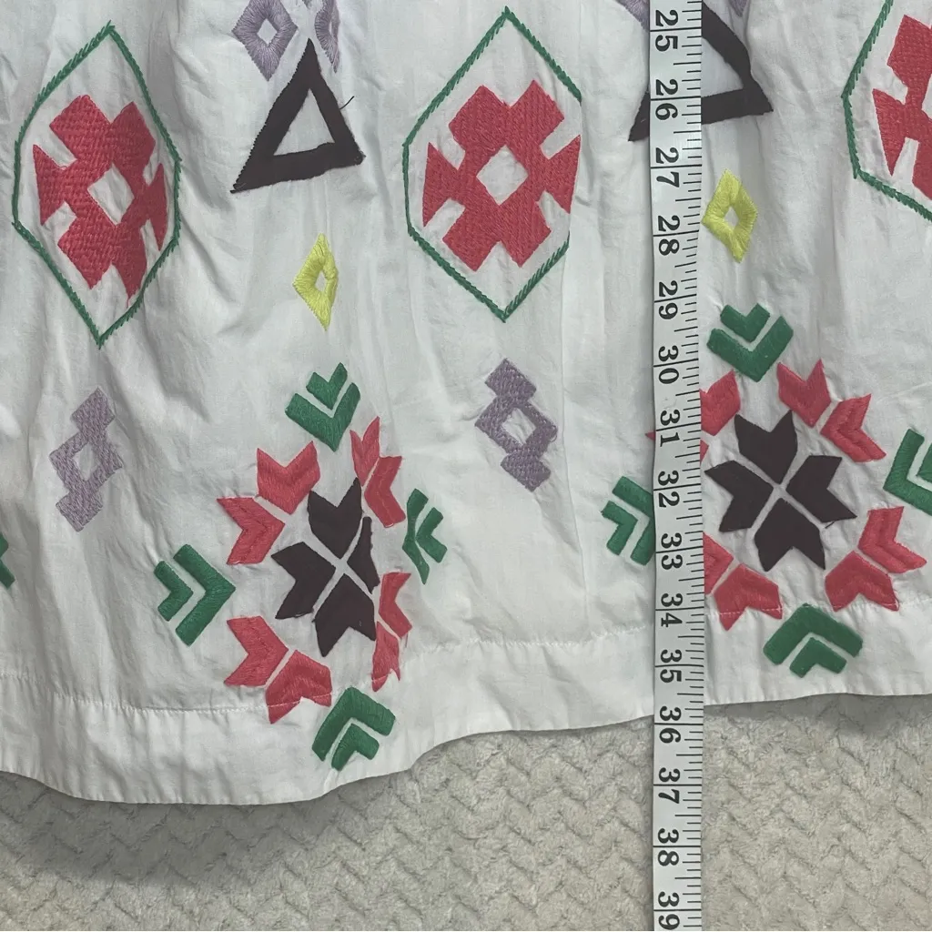 Anthropologie Dolly White Embroidered Bohemian Cotton Dress Petite XS - Image 11