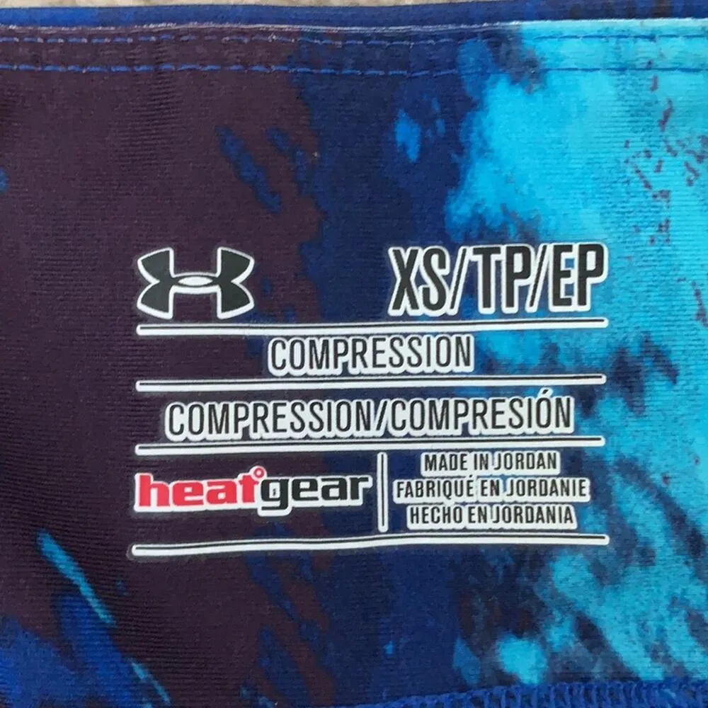 Under Armour Heat Gear Compression Blue Full Length Running Leggings Womens XS - Image 4