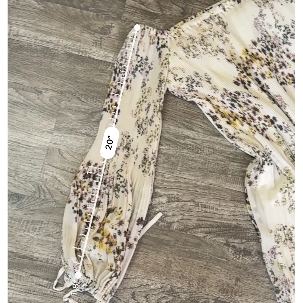 Wilfred Aritzia Floral Off Shoulder Mini Dress Long Sleeve Women's Size Small‎ Tan - Image 10