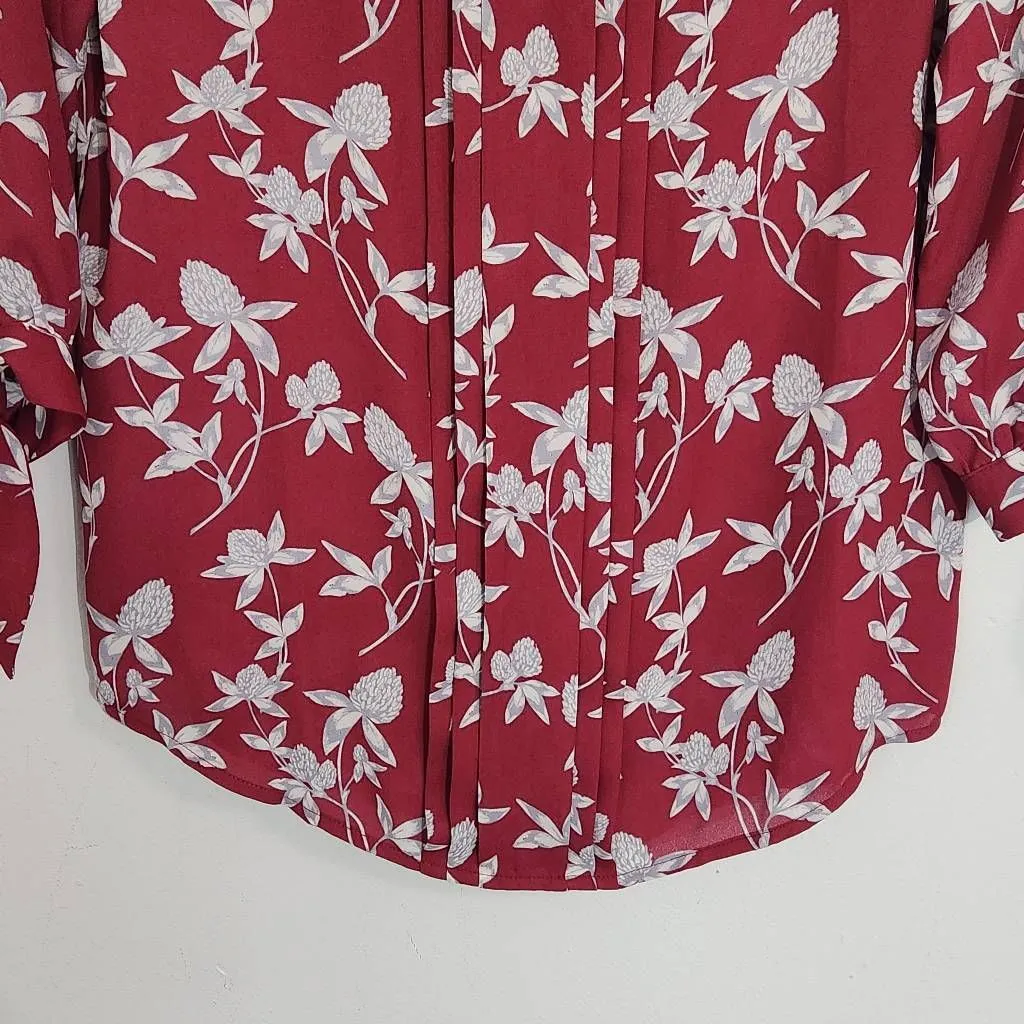 41 Hawthorn Burgundy Floral Top NWT Size XS Petite Floral Blouse Oxblood Top Red - Image 3