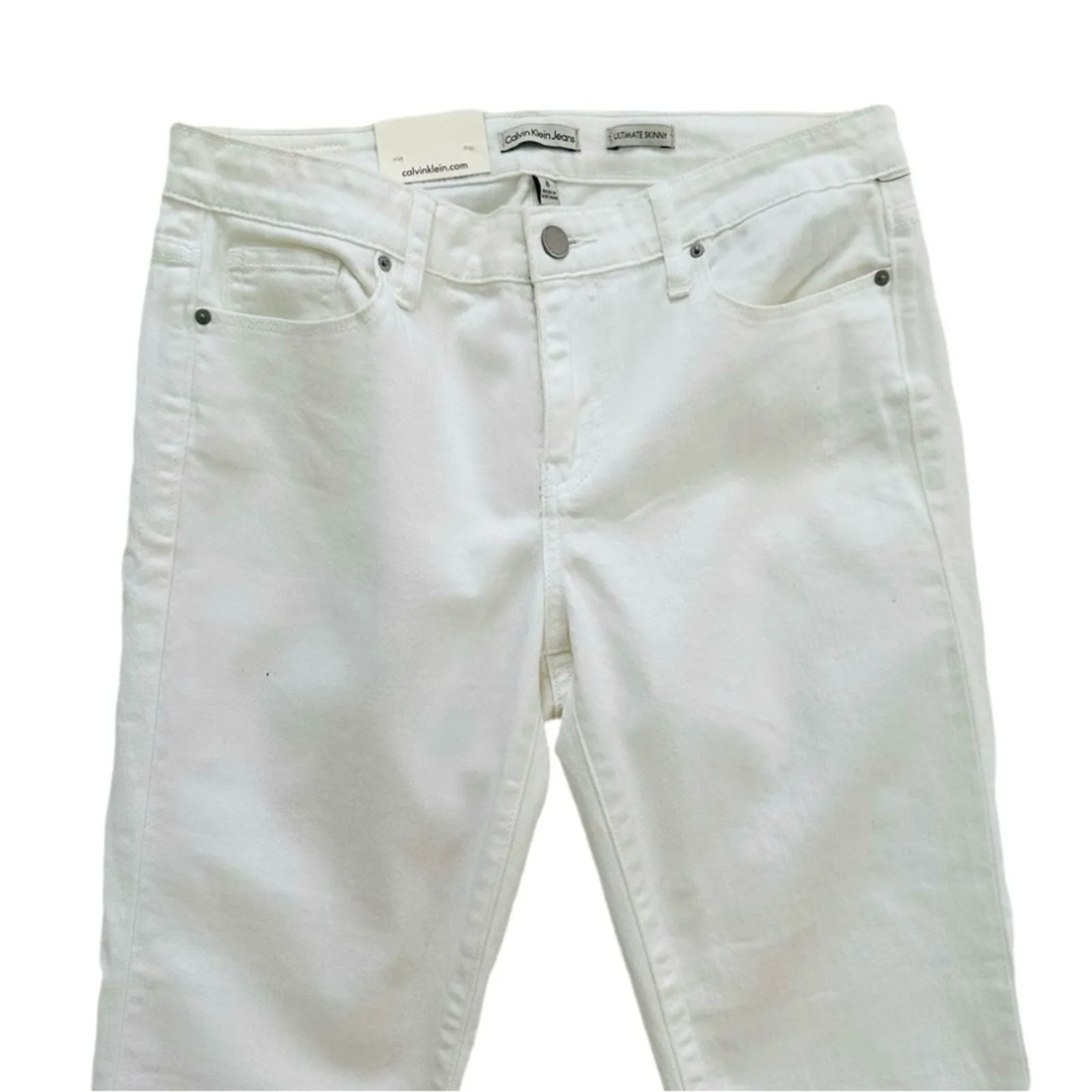 Calvin Klein Jeans White Mid Rise Stretch Ultimate Skinny Denim Jeans Size 8 NEW - Image 4