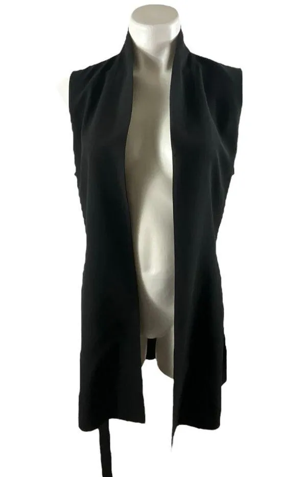 Eileen Fisher Long Line Georgette Silk Crepe High Collar Vest - Image 3