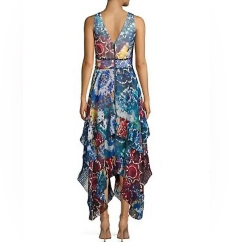 Alice + Olivia Ilia Tie-Dye Floral V-Neck Handkerchief Maxi Dress - Image 3