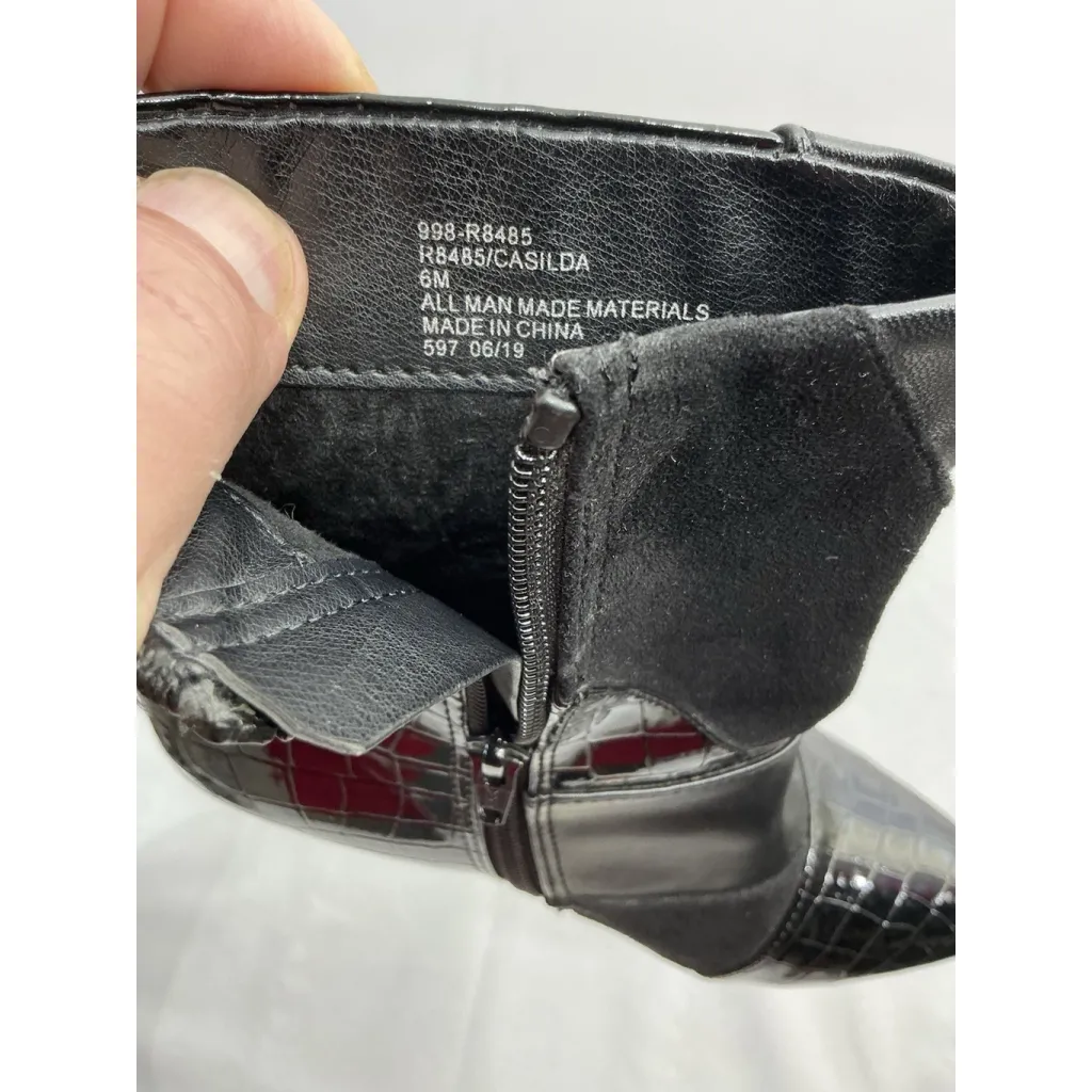 Womans Rialto Casilda Ankle Boots 6 M Black Side Zip Stiletto Croc Detail - Image 7