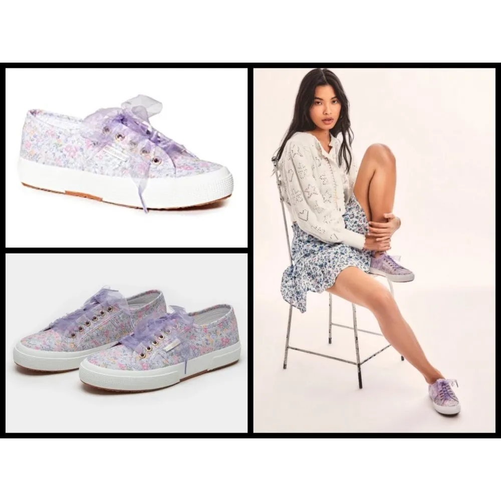 💕LOVESHACKFANCY x SUPERGA💕 Classic Sneaker ~ Lavender Blooms Floral US 7.5 NWT - Image 4