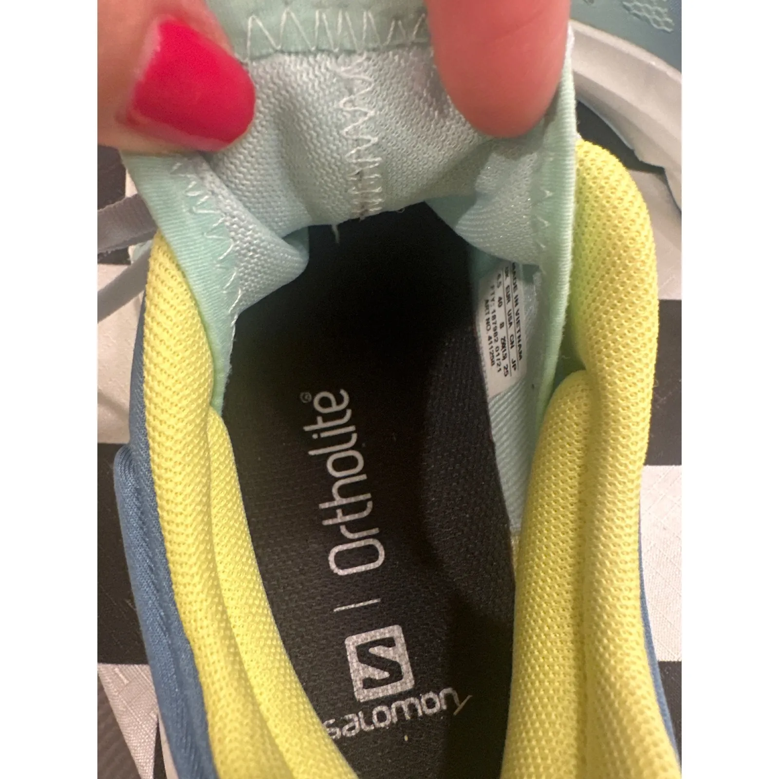 Salomon Women's predict 2 Running Shoes Aqua Blue Yellow Size 8 Ortholite Trail - Image 6