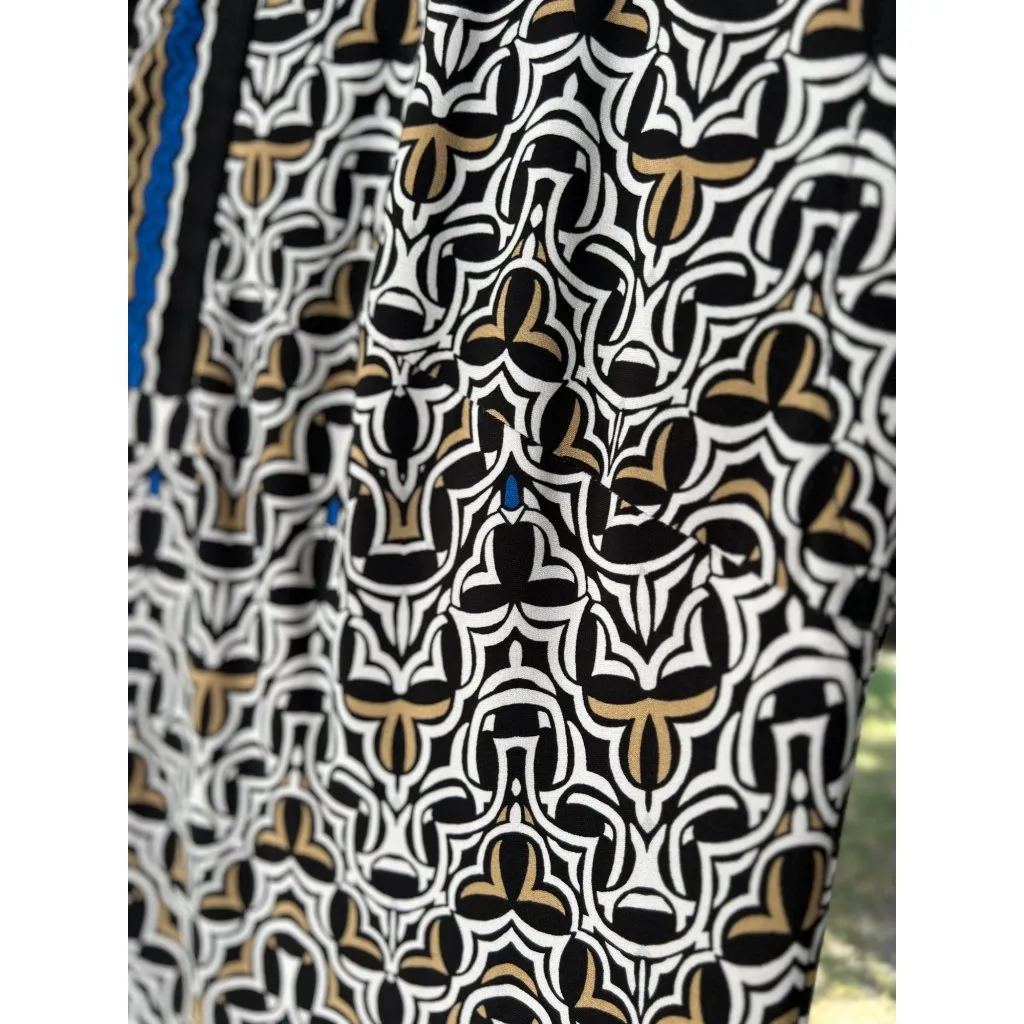 Laundry By Shelli Segal L Tunic Shift Dress Drop Waist Stretch Lined Black Blue - Image 9