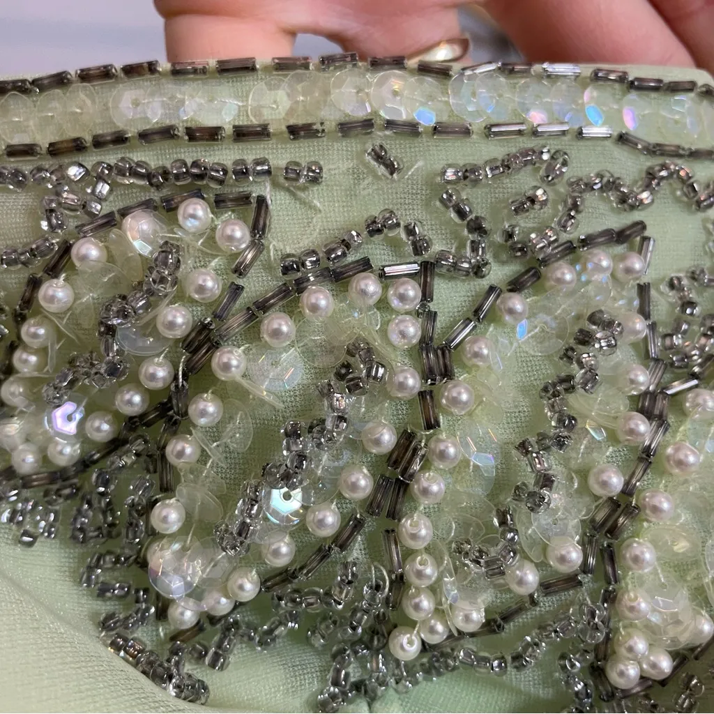 Vintage 50s Formal Dress‎ Prom Strapless Pale Green Elegant Hollywood Glamorous Size XXS - Image 10