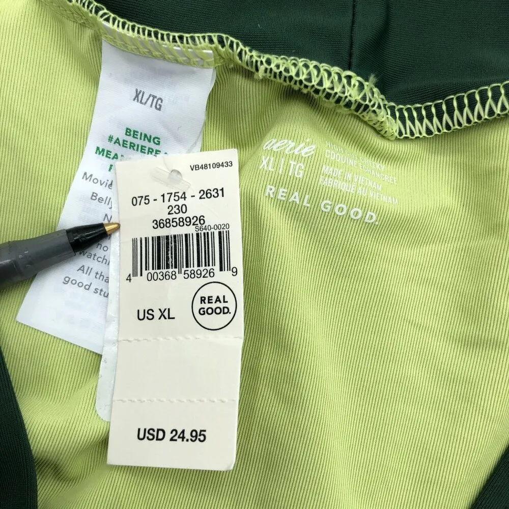 Aerie Bikini Bottom High Cut Cheeky Dark Green XL - Image 3