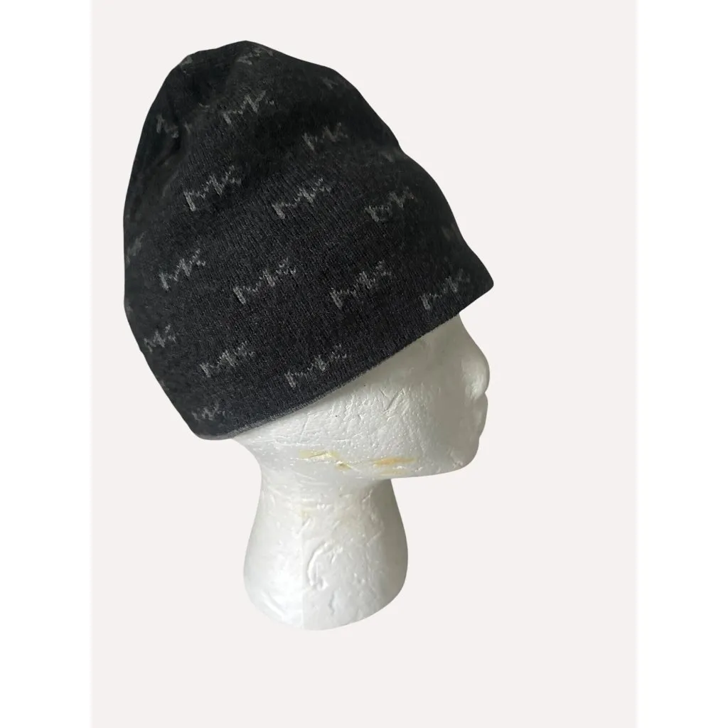 Michael Kors Gray Acrylic Beanie With repeat Monogram Pattern Made In China - Image 2