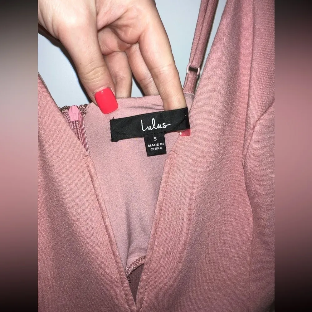 LULUS Dare to Take the Plunge Dusty Pink Tulip Mini Dress - size S - Image 8